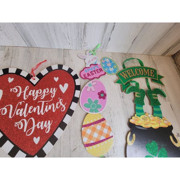 Multi holiday Valentine's Easter St Patrick's Day hanging sign home decor set - Picture 3 of 8